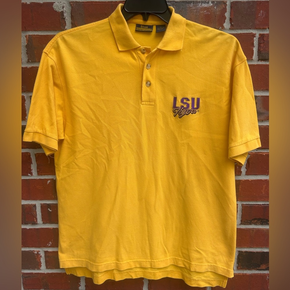 Vintage Blue Generation LSU Tigers Medium Gold Polo Shirt w/ Embroidered Logo